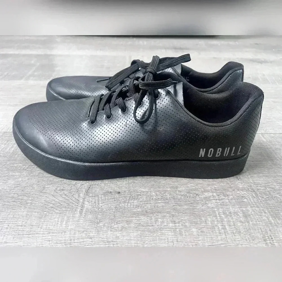 NOBULL All Black Perforated Traditional Leather Trainer Shoes - Picture 6 of 6